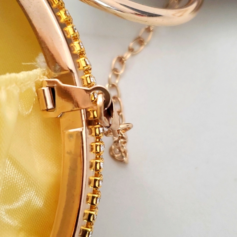 Caleesa Round Gold Tone Wristlet with Rhinestones - Picture 7 of 9